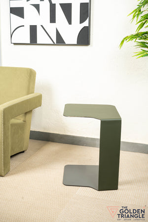 Chloe Faux Leather & Metal Side Table