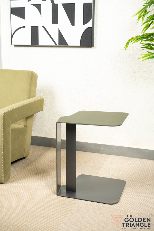 Chloe Faux Leather & Metal Side Table