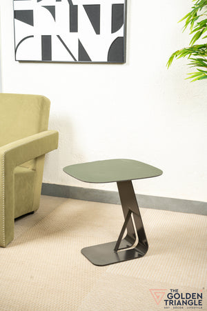 Celia Faux Leather & Metal Side Table - Green
