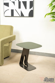 Celia Faux Leather & Metal Side Table - Green