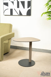 Hugo Faux Leather & Metal Side Table - Latte