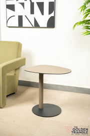 Hugo Faux Leather & Metal Side Table - Latte