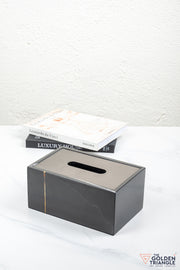 Daisy Marble Tissue Box - Black & Gun Metal