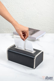 George Leatherette Tissue Box - Black