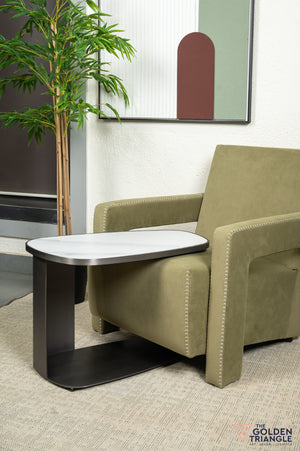 Tropez C Side Table - Gun Metal & White