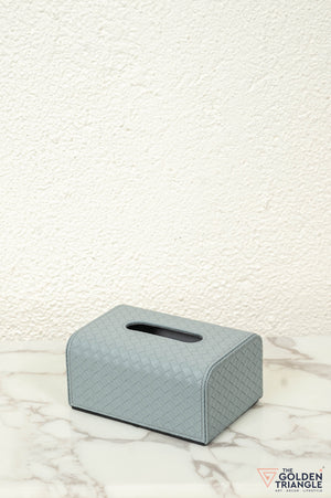 Mavi Weaved Leatherette Tissue Box - Gray