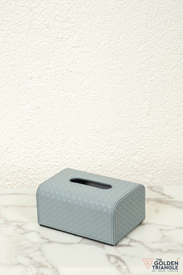 Mavi Weaved Leatherette Tissue Box - Gray