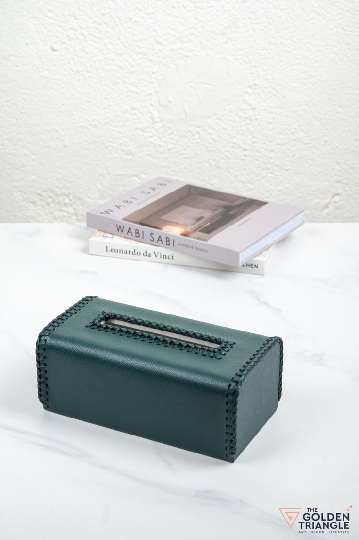 George Leatherette Tissue Box - Teal