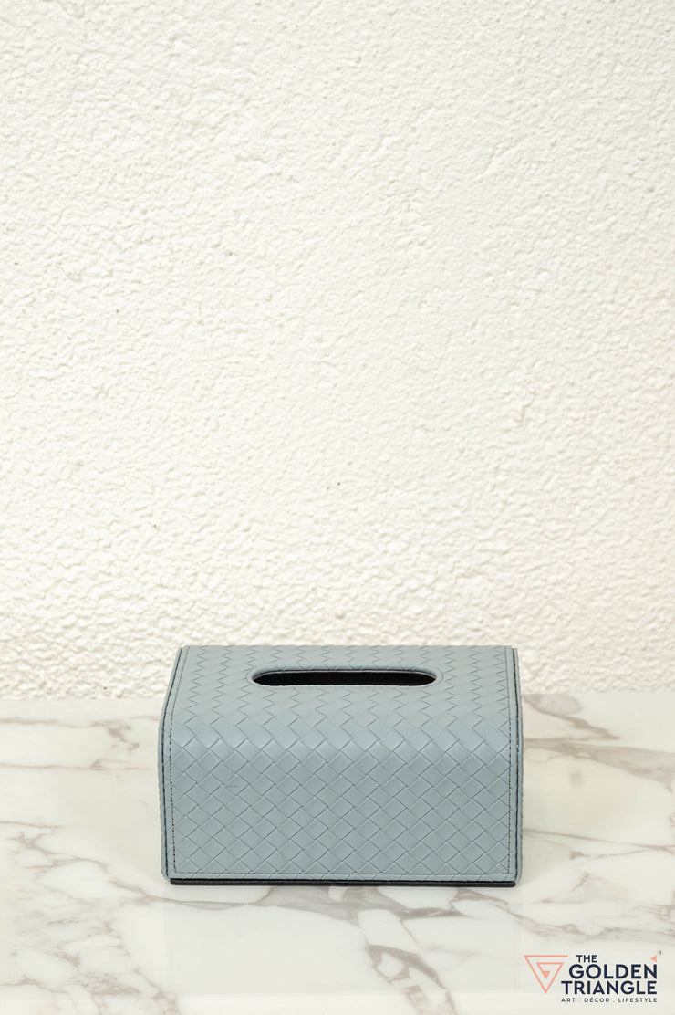 Mavi Weaved Leatherette Tissue Box - Gray