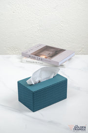 Chloe Weaved Leatherette Tissue Box - Teal