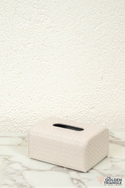 Mavi Weaved Leatherette Tissue Box - Beige