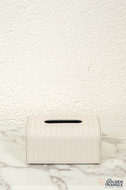 Mavi Weaved Leatherette Tissue Box - Beige