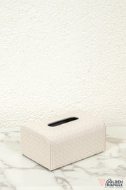 Mavi Weaved Leatherette Tissue Box - Beige