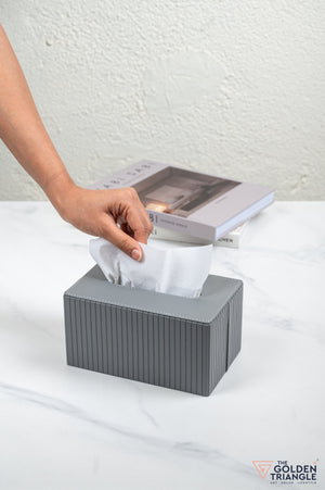Mason Fluted Leatherette Tissue Box - Gray