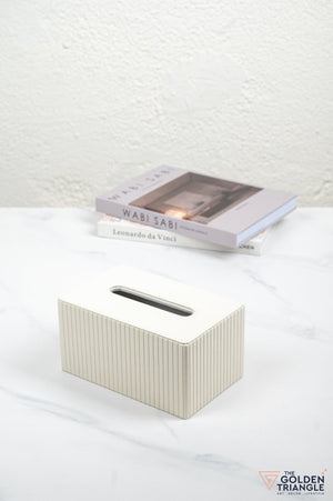Mason Fluted Leatherette Tissue Box - Cream