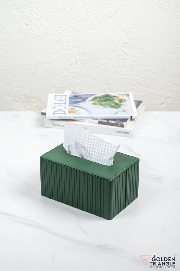 Mason Fluted Leatherette Tissue Box - Forest Green