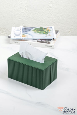 Mason Fluted Leatherette Tissue Box - Forest Green