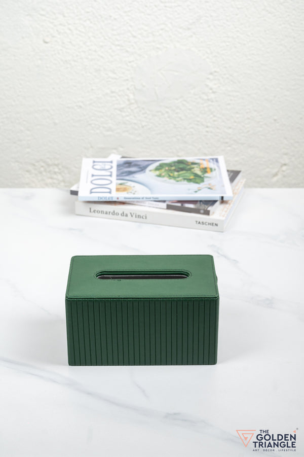 Mason Fluted Leatherette Tissue Box - Forest Green