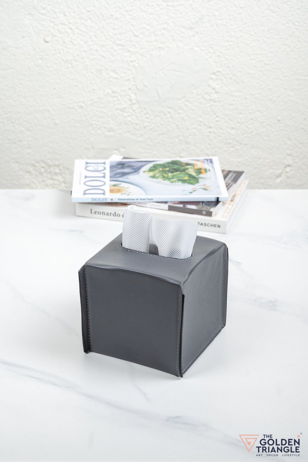 Georgia Square Leatherette Tissue Box - Gray