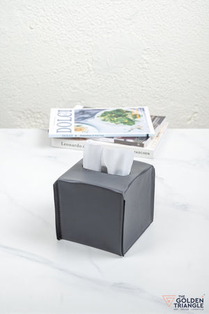 Georgia Square Leatherette Tissue Box - Gray