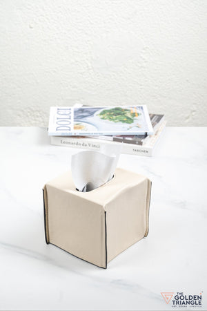 Georgia Square Leatherette Tissue Box - Beige