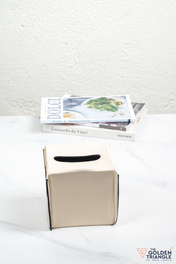 Georgia Square Leatherette Tissue Box - Beige