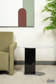 Tropezium C Side Table - Gun Metal & White