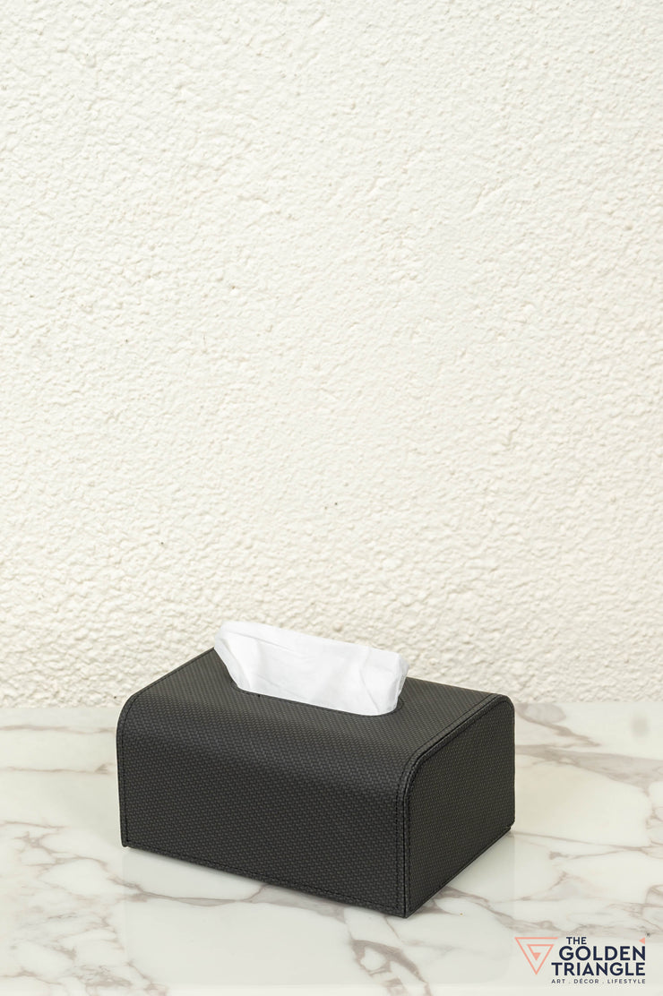 Mavi Weaved Leatherette Tissue Box - Black