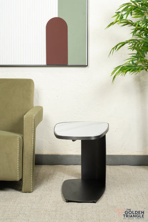 Tropez C Side Table - Gun Metal & White