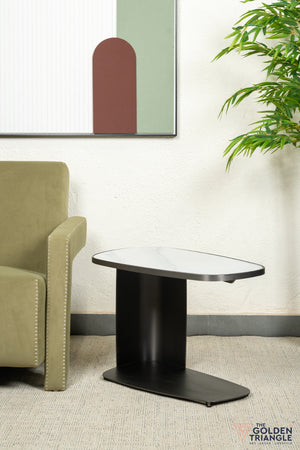 Tropez C Side Table - Gun Metal & White