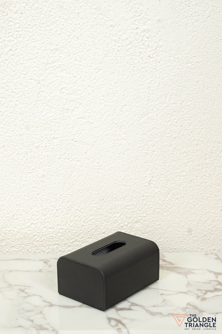 Mavi Weaved Leatherette Tissue Box - Black