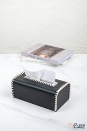 George Leatherette Tissue Box - Black