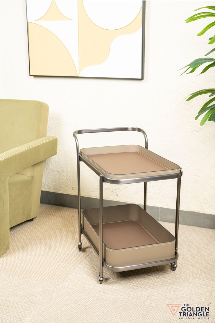 Camille Faux Leather Trolley - Greige & Brown