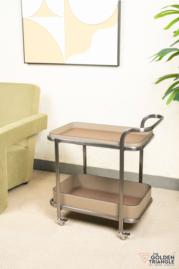 Camille Faux Leather Trolley - Greige & Brown