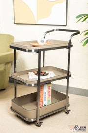 Jade Faux Leather Tray Trolley - Greige