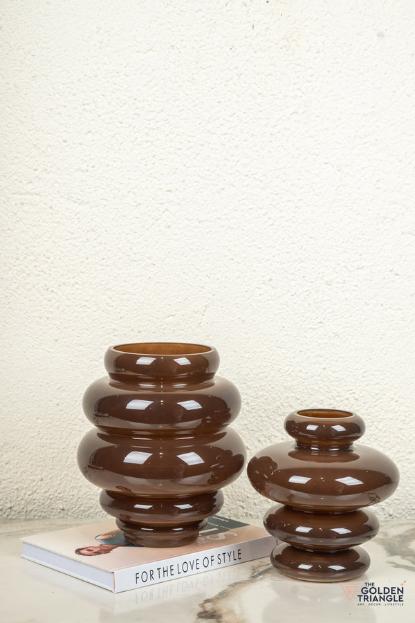 Tranquil Short Glass Vase - Brown