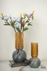 Halo Glass Vase - Amber & Smoke