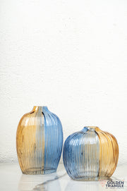 Xenia Glass Vase - Amber & Blue