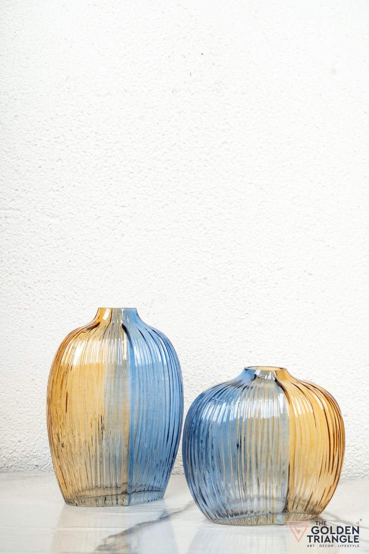 Utopia Glass Vase - Amber & Blue (Tall)