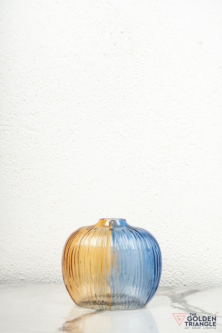 Xenia Glass Vase - Amber & Blue