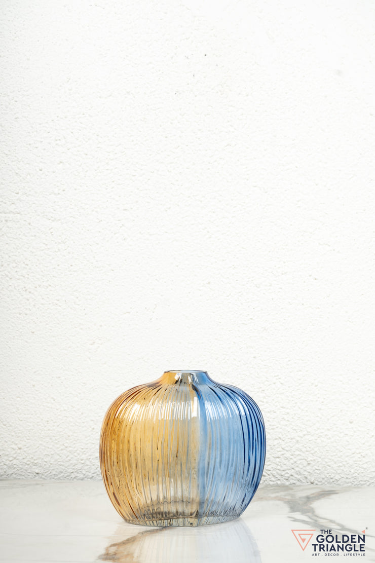 Xenia Glass Vase - Amber & Blue