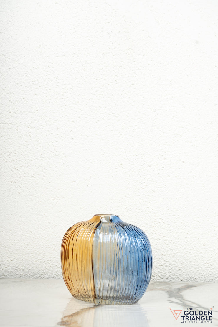 Xenia Glass Vase - Amber & Blue