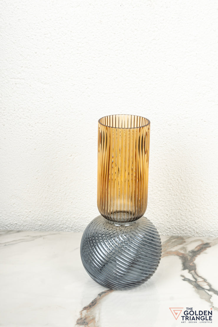 Halo Glass Vase - Amber & Smoke