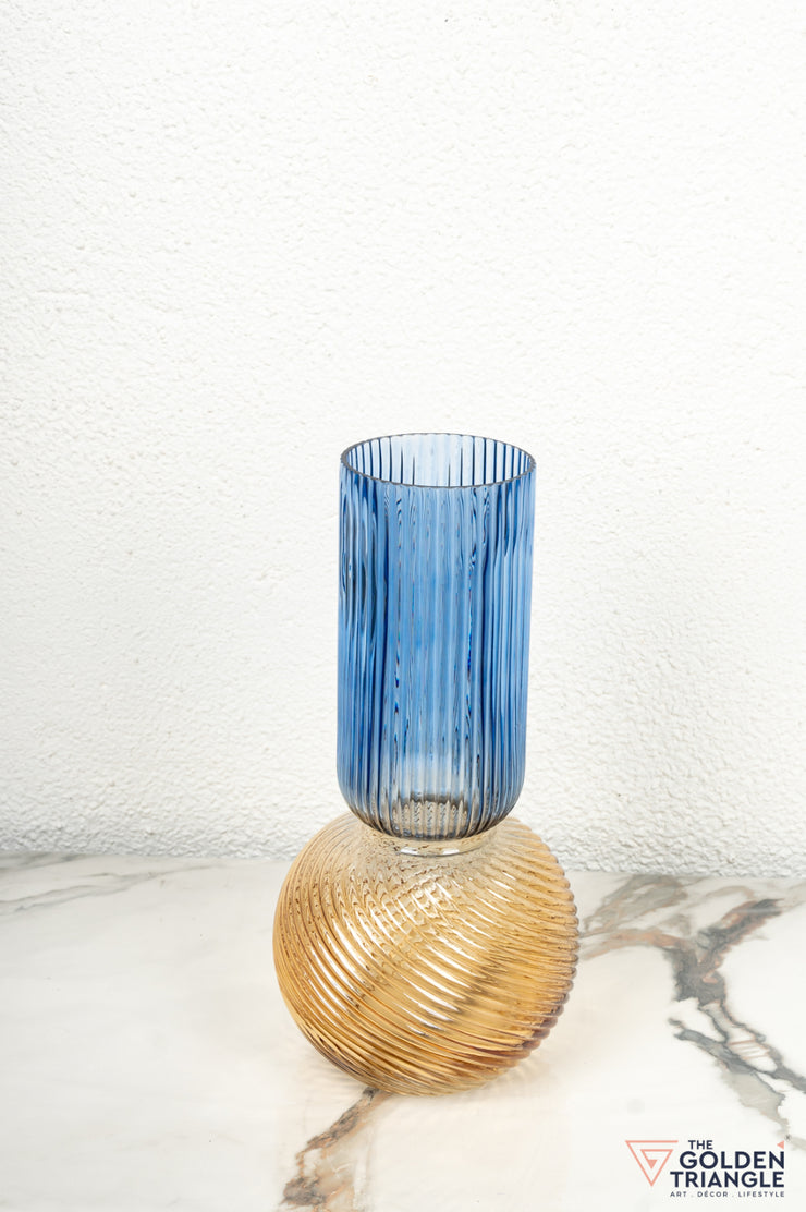 Halo Glass Vase - Amber & Blue