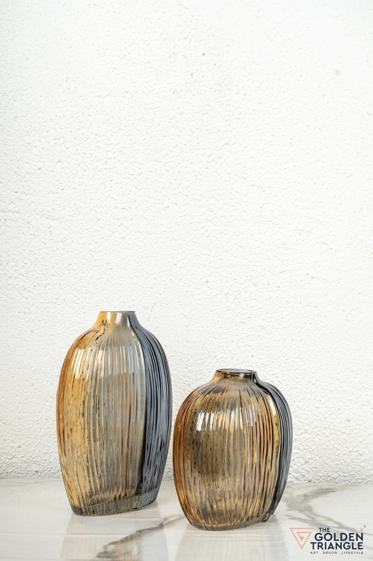 Xenia Glass Vase - Amber & Smoke