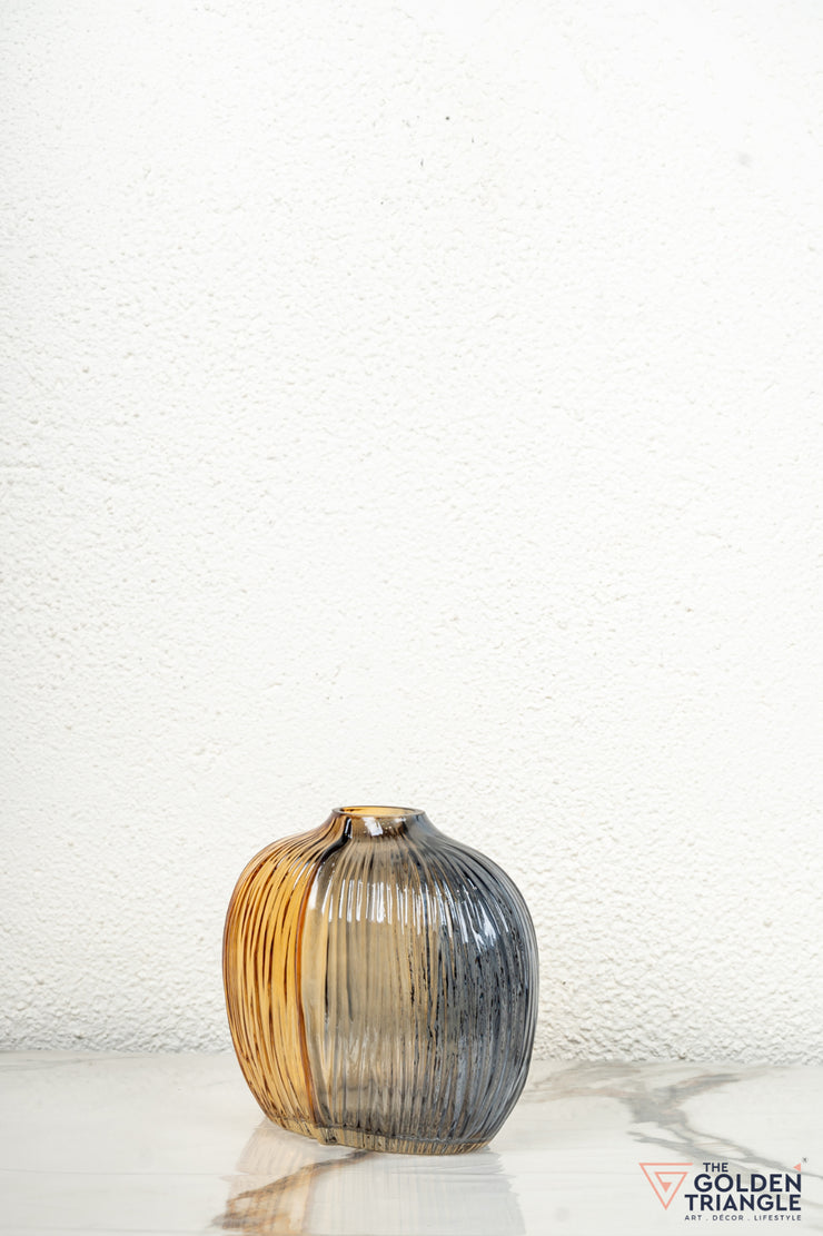 Xenia Glass Vase - Amber & Smoke