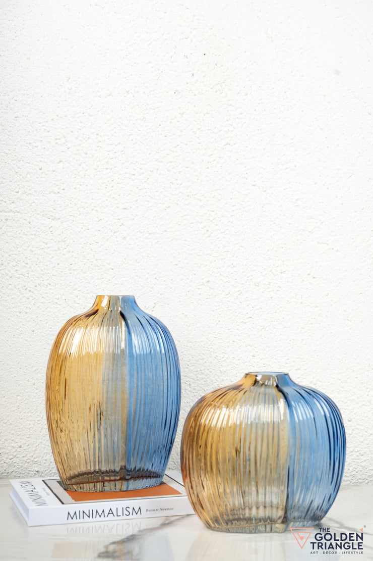 Utopia Glass Vase - Amber & Blue (Tall)