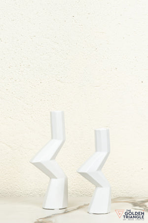 Kaze Ceramic Candle Stand Showpiece - White