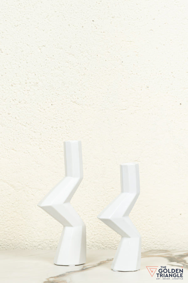 Kaze Ceramic Candle Stand Showpiece - White