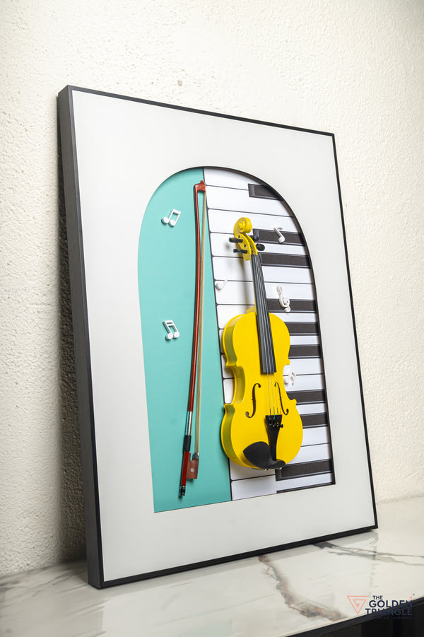 Harmonics 3D Violin Wall Art Frame - Green
